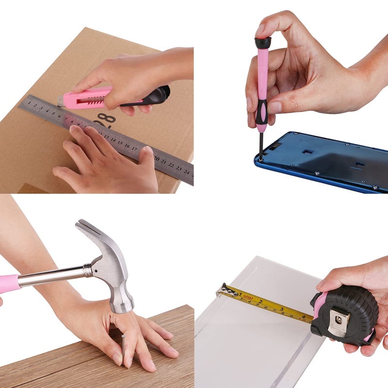 RVOGJP 39 Piece All Purpose Basic Household Pink Tool Kit for Women - Small Tool Set with Toolbox Great for Home  Garage  Office and College Dormitory Use - Image 5